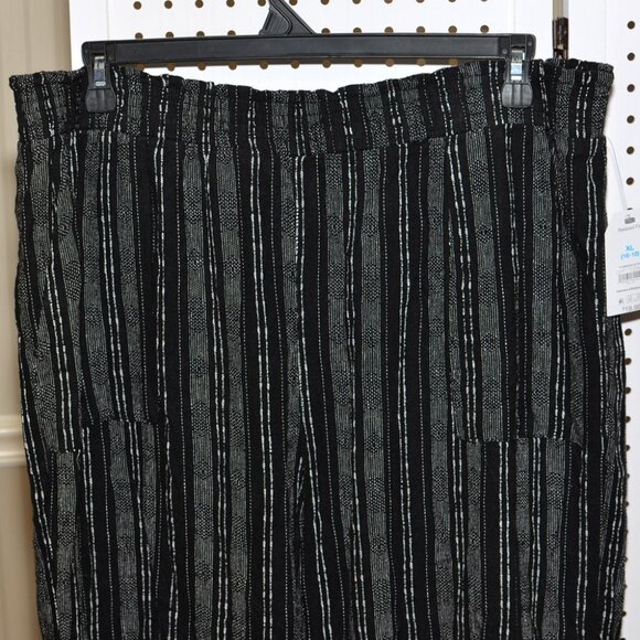 NWT XL (16-18) Time & Tru Women's Smocked Waist Linen Wide Leg Trouser Pants - Picture 2 of 11